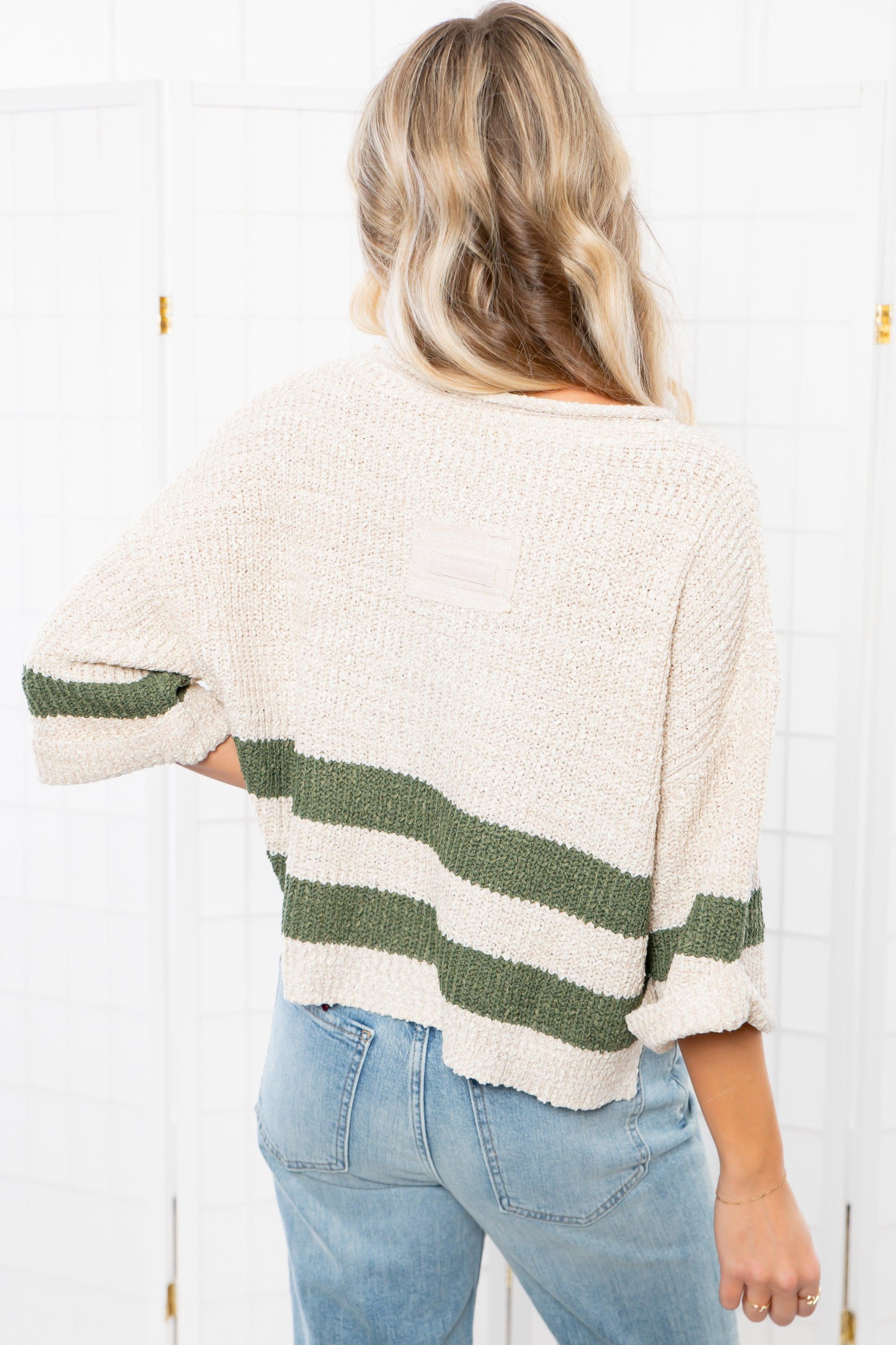 Olive Stripe Knit Top-Tops-ILLA ILLA-L. Mae Boutique &amp; Wild Mabel Clothing