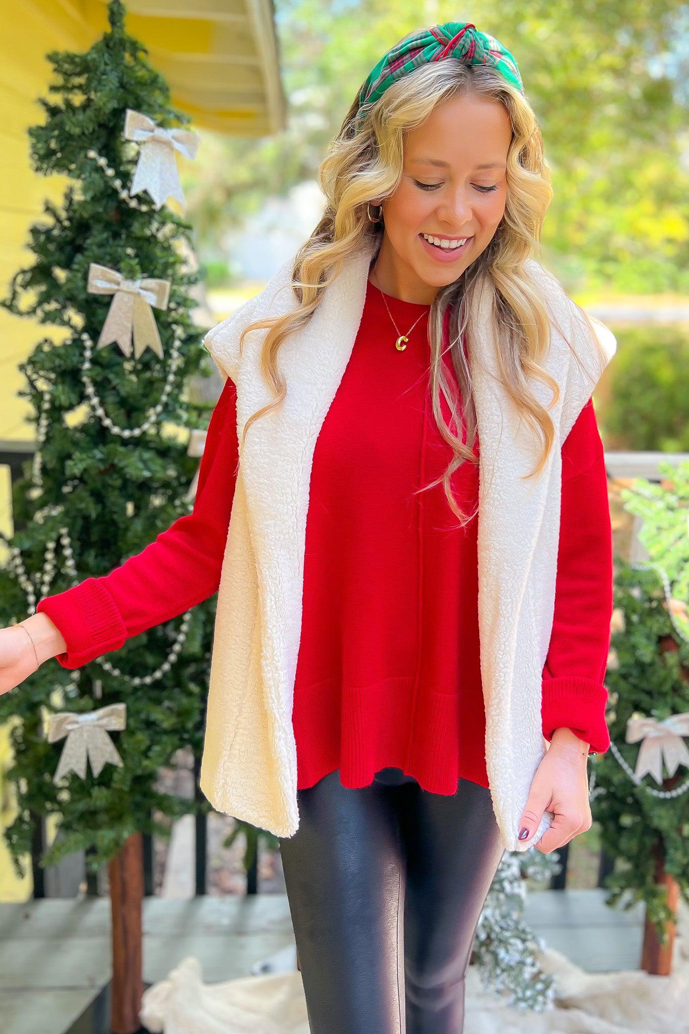 On My List Red Dolman Sweater-Tops-& merci-L. Mae Boutique & Wild Mabel Clothing