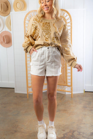 On The Move White Woven Cargo Shorts-Bottoms-Very J-L. Mae Boutique & Wild Mabel Clothing