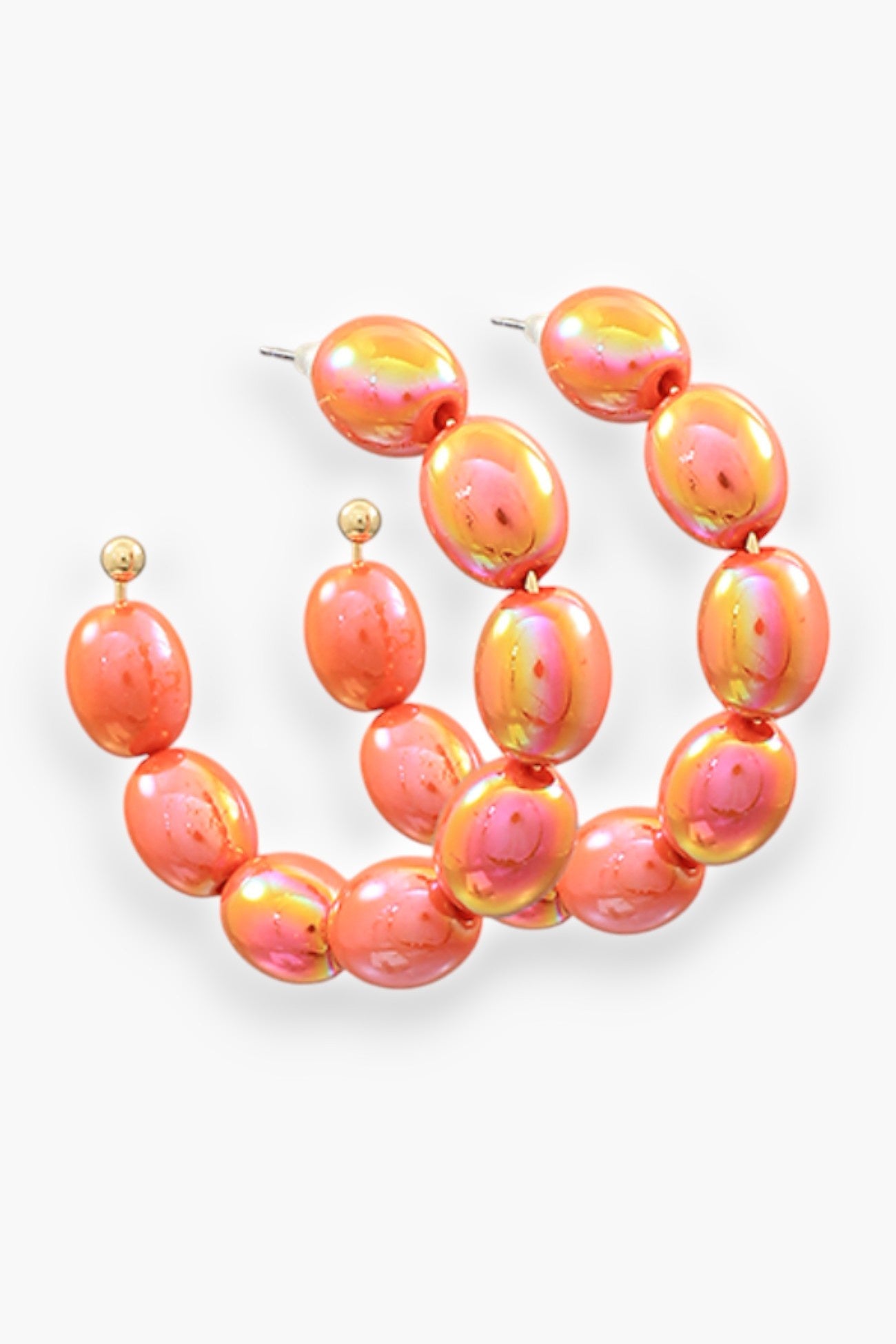 Orange Bead Acrylic Ball Hoops-Jewelry-Golden Stella-L. Mae Boutique &amp; Wild Mabel Clothing