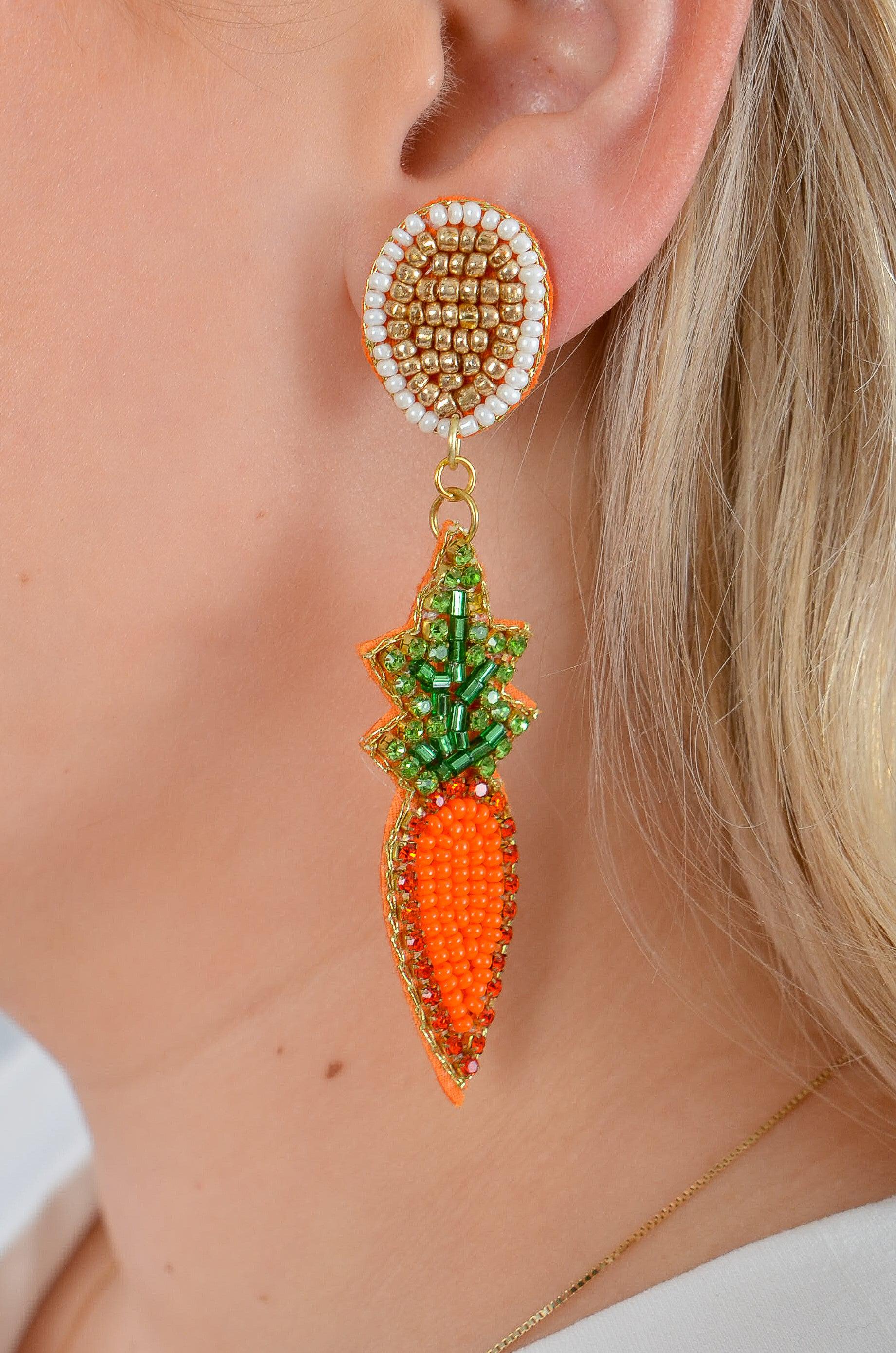 Orange Carrot Dangle Earrings-Jewelry-Golden Stella-L. Mae Boutique & Wild Mabel Clothing