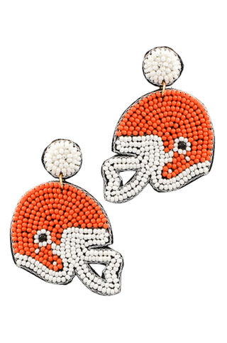 Orange Football Helmet Earrings-Jewelry-Golden Stella-L. Mae Boutique & Wild Mabel Clothing