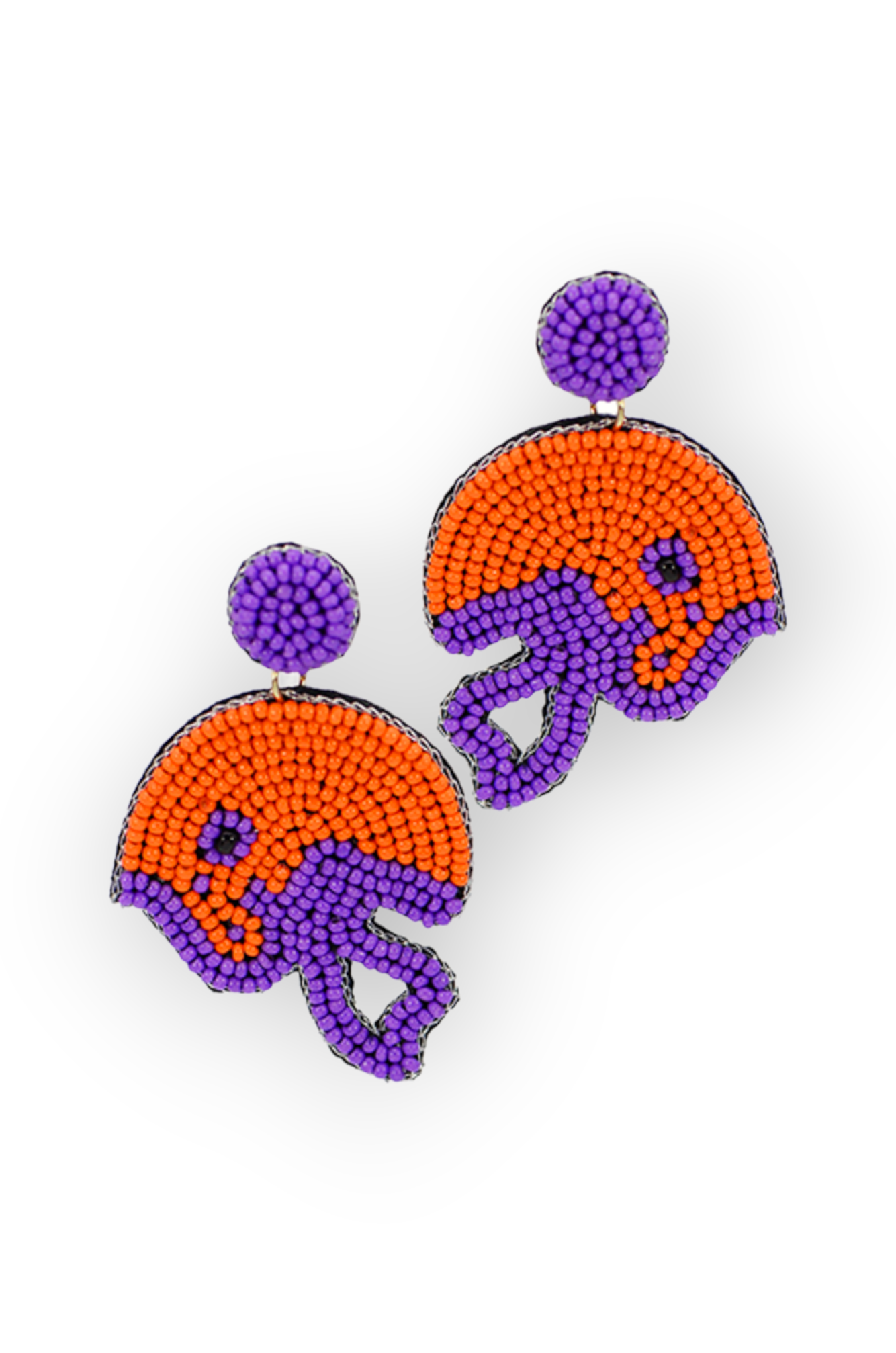 Orange & Purple Football Helmet Earrings-Jewelry-Golden Stella-L. Mae Boutique & Wild Mabel Clothing