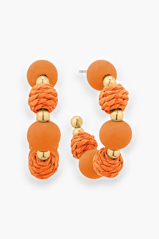 Orange Rattan & Wood Ball Hoops-Jewelry-Golden Stella-L. Mae Boutique & Wild Mabel Clothing