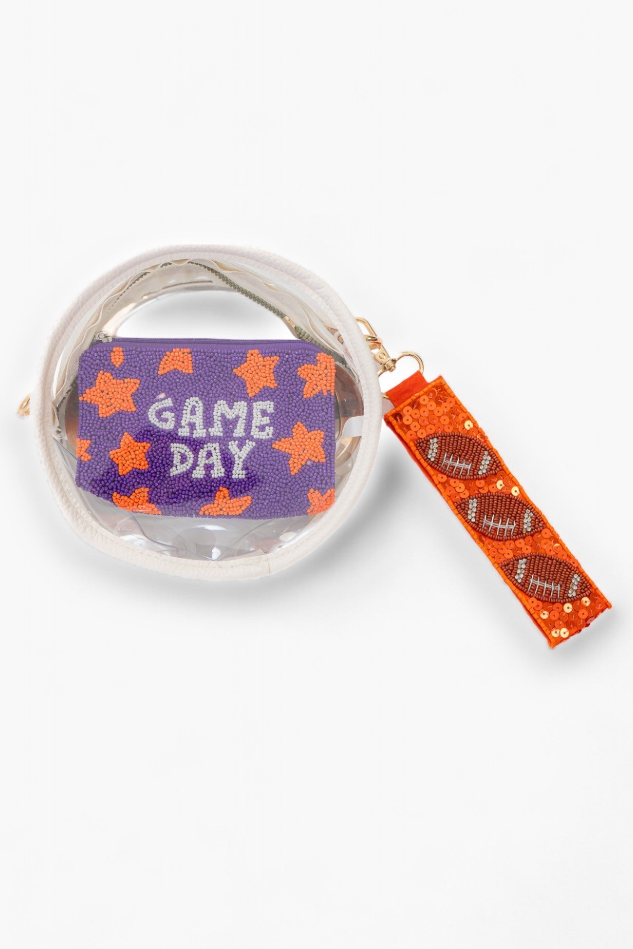 Orange Sequin Football Wrist Strap-Accessories-Trend Lab-L. Mae Boutique & Wild Mabel Clothing