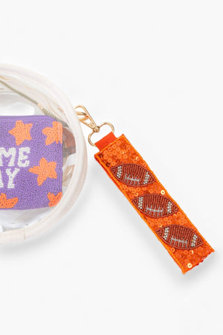 Orange Sequin Football Wrist Strap-Accessories-Trend Lab-L. Mae Boutique & Wild Mabel Clothing