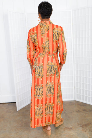 Orange Stripe Tiger Print Dress-Guadalupe-L. Mae Boutique
