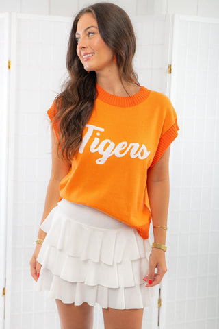 Orange Tigers Gameday Sweater Vest-Lula the Label-L. Mae Boutique