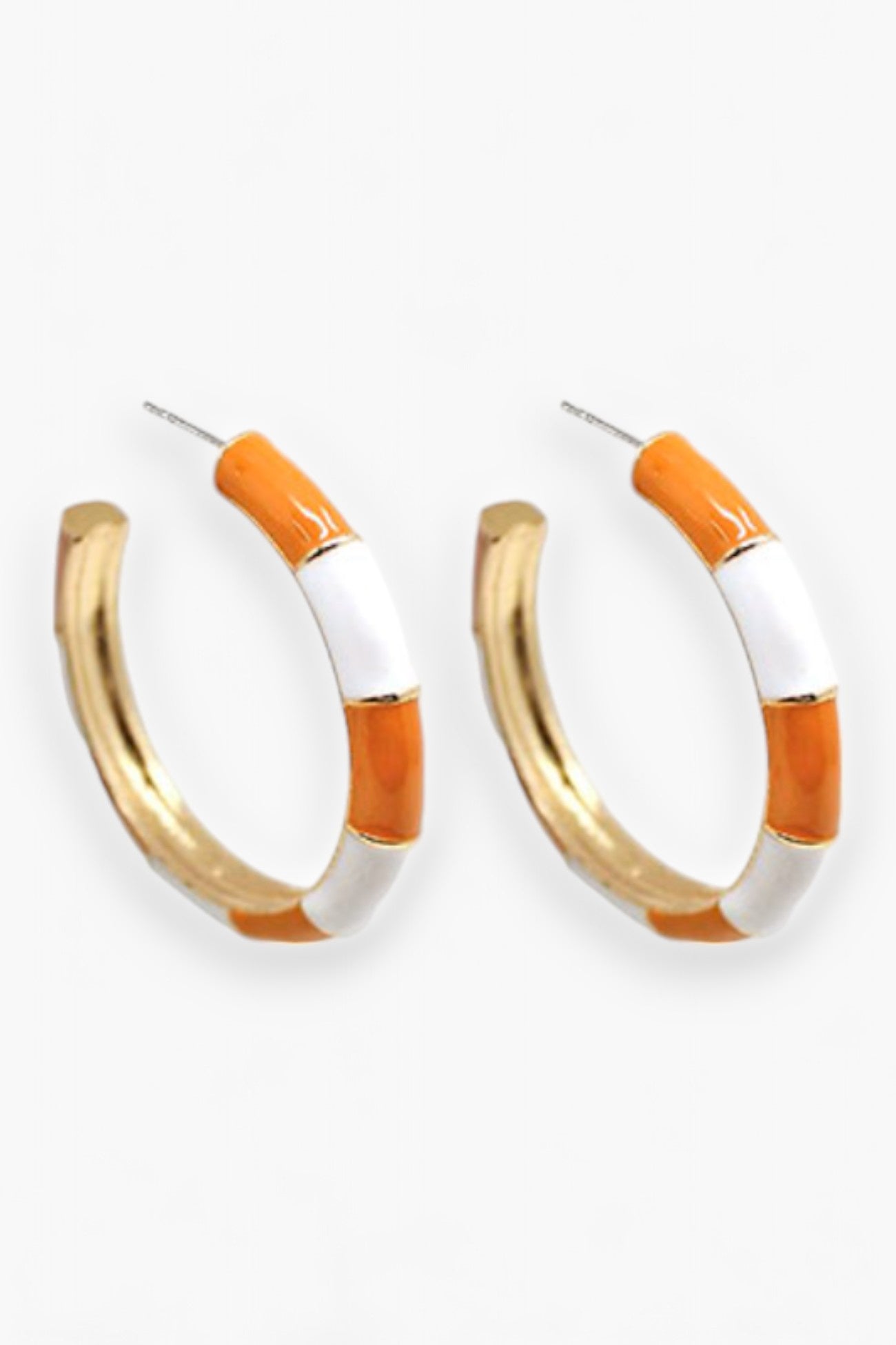 Orange&amp; White Epoxy Hoop Earrings-Jewelry-Golden Stella-L. Mae Boutique &amp; Wild Mabel Clothing