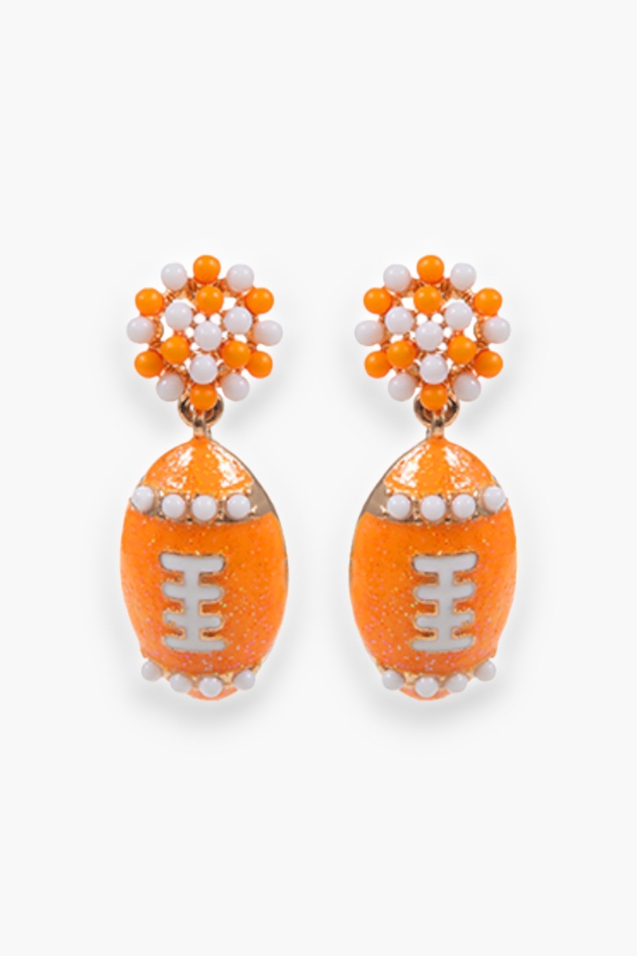 Orange & White Petite Football Earrings-Jewelry-Golden Stella-L. Mae Boutique & Wild Mabel Clothing