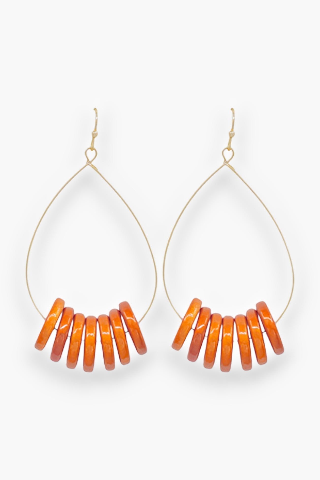 Orange Wire Tear Drop Disc Earrings-Jewelry-Golden Stella-L. Mae Boutique & Wild Mabel Clothing