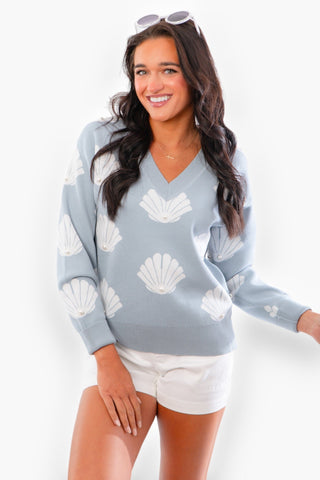 Outerbanks Seashell Print Sweater-2.7 August Apparel-L. Mae Boutique