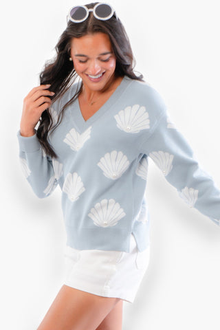 Outerbanks Seashell Print Sweater-2.7 August Apparel-L. Mae Boutique