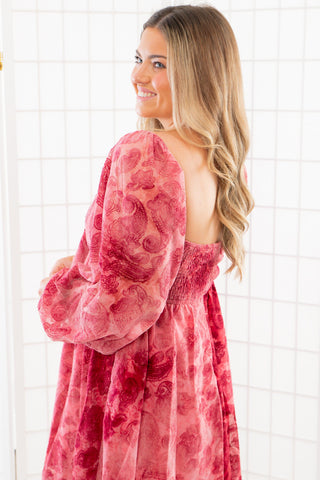 Paisley Berry Burnout Velvet Mini Dress-Dresses-Fate-L. Mae Boutique & Wild Mabel Clothing