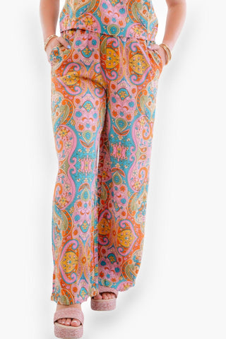 Paisley Print Wide Leg Pant-Fate-L. Mae Boutique