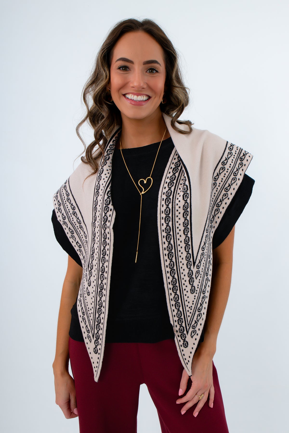 Paisley Bandana Reversible Black/Cream Triangle Scarf