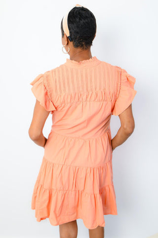 Papaya Orange Short Sleeve Tiered Dress-&Merci-L. Mae Boutique