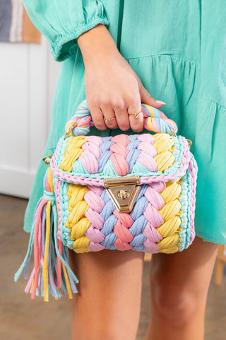Pastel Rainbow Montego Woven Bag-CHQEL-L. Mae Boutique