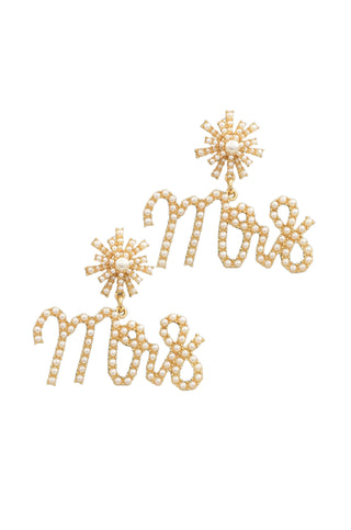 Pave Mrs. Dangle Earrings-Golden Stella-L. Mae Boutique