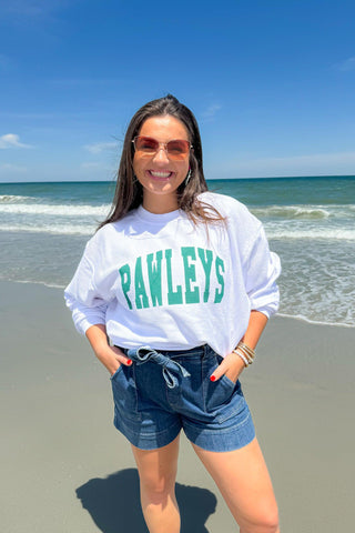 Pawleys Green & White Corded Crewneck-Tops-Chicka-D-L. Mae Boutique & Wild Mabel Clothing