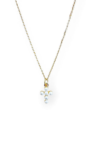 Pearl Cross Gold Necklace-Luxe Group-L. Mae Boutique