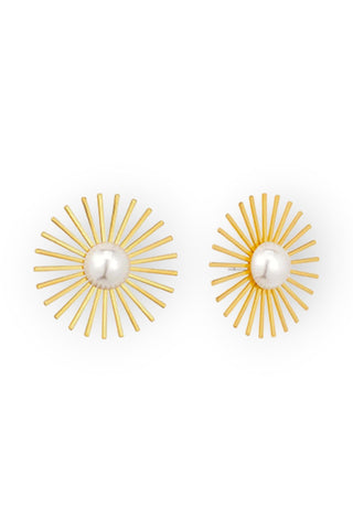 Pearl & Gold Burst Earrings-Golden Stella-L. Mae Boutique