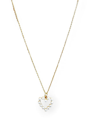 Pearl Gold Heart Necklace-Luxe Group-L. Mae Boutique
