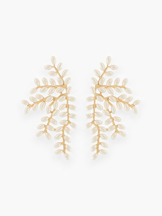 Pearl Leaf Branch Gold Earrings-Golden Stella-L. Mae Boutique