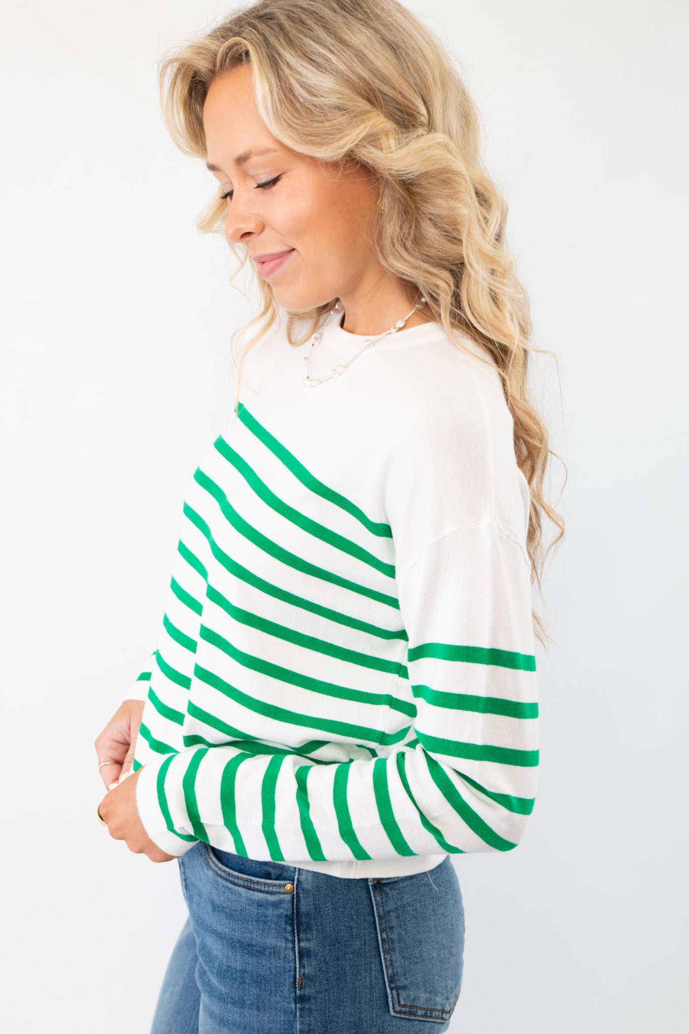 Pinch Me Green Striped Long Sleeve Top-Tops-Pinch-L. Mae Boutique &amp; Wild Mabel Clothing