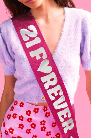 Pink Glitter 21st Birthday Sash-XO Fetti-L. Mae Boutique