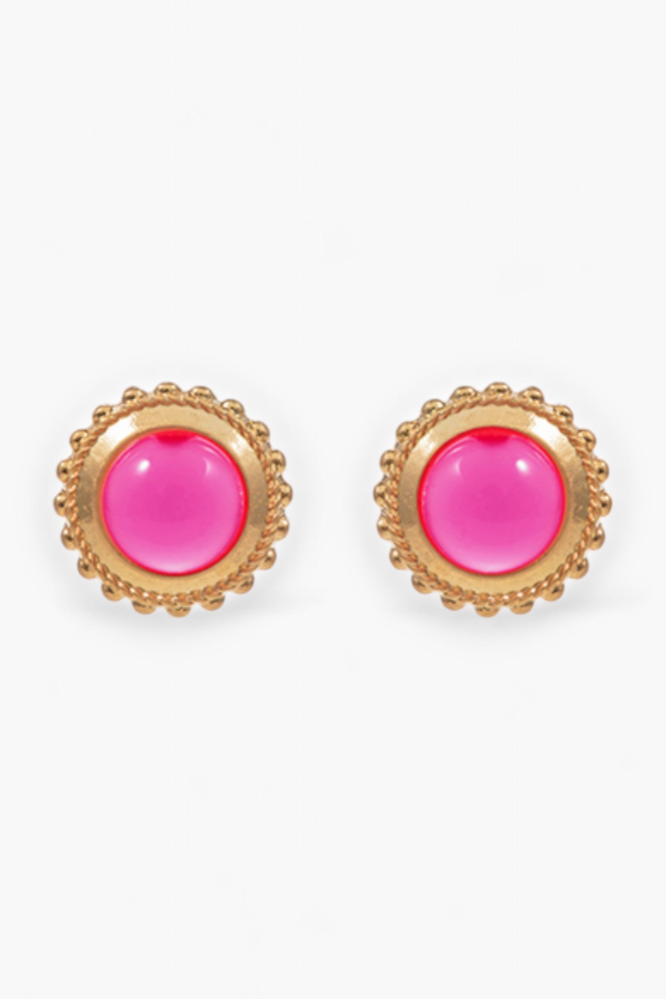 Pink & Gold Dome Stone Earrings-Jewelry-Golden Stella-L. Mae Boutique & Wild Mabel Clothing