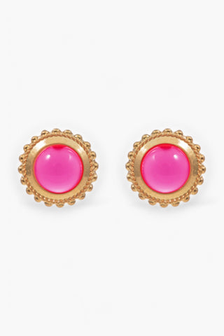 Pink & Gold Dome Stone Earrings-Jewelry-Golden Stella-L. Mae Boutique & Wild Mabel Clothing