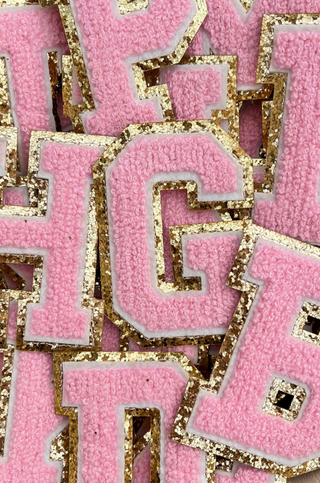 Pink & Gold Flair Chenille Letter Stickers-Queens Designs-L. Mae Boutique