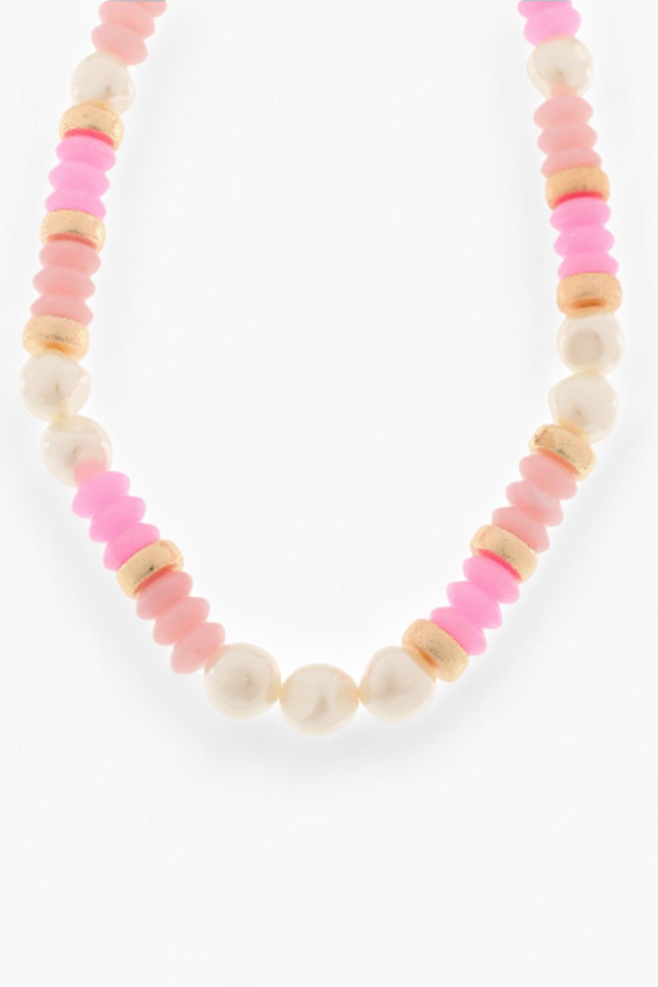 Pink & Pearl Gemstone Necklace-Jewelry-Golden Stella-L. Mae Boutique & Wild Mabel Clothing