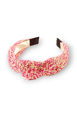Pink Raffia Woven Knotted Headband-Golden Stella-L. Mae Boutique