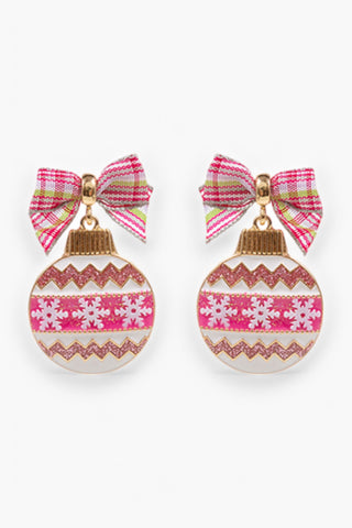 Pink & White Christmas Ornament Earrings-Jewelry-Golden Stella-L. Mae Boutique & Wild Mabel Clothing