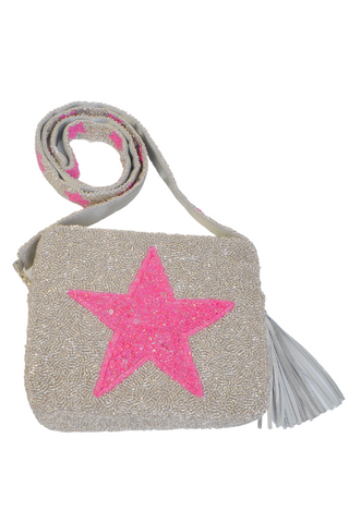 Pink and Silver Star Beaded Bag-Tiana Designs-L. Mae Boutique