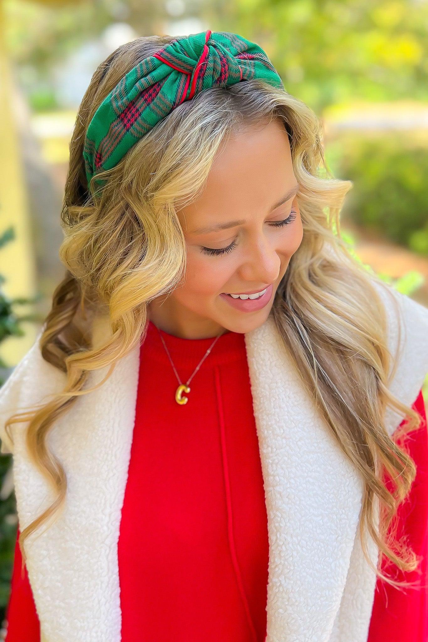 Plaid Christmas Knotted Headband-Accessories-Shiraleah-L. Mae Boutique & Wild Mabel Clothing