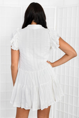 Pretty Little White Ruffle Sleeve Dress-Fanco-L. Mae Boutique
