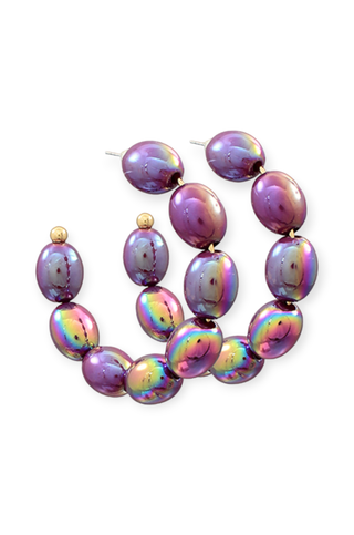 Purple Bead Hoop Earrings-Jewelry-Golden Stella-L. Mae Boutique & Wild Mabel Clothing