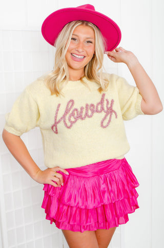 Queen of Howdy Puff Sleeve Sweater-BiBi-L. Mae Boutique