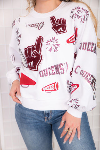 Queen of Sparkles Garnet Football Cheers Sweatshirt-Tops-Queen of Sparkles-L. Mae Boutique & Wild Mabel Clothing