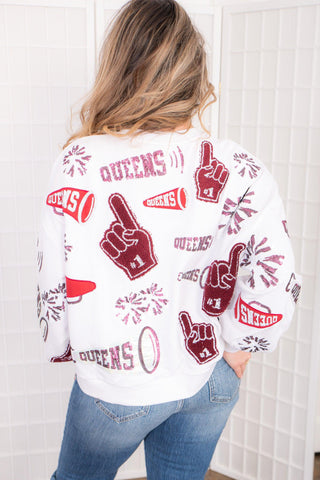 Queen of Sparkles Garnet Football Cheers Sweatshirt-Tops-Queen of Sparkles-L. Mae Boutique & Wild Mabel Clothing