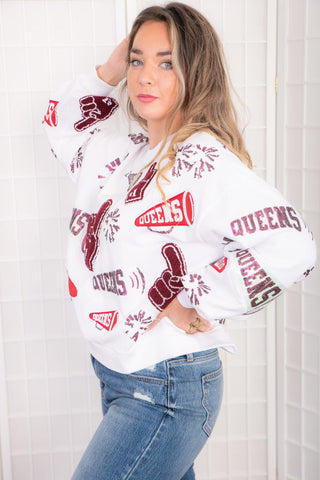 Queen of Sparkles Garnet Football Cheers Sweatshirt-Tops-Queen of Sparkles-L. Mae Boutique & Wild Mabel Clothing