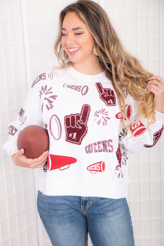 Queen of Sparkles Garnet Football Cheers Sweatshirt-Tops-Queen of Sparkles-L. Mae Boutique & Wild Mabel Clothing