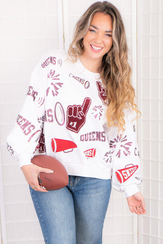 Queen of Sparkles Garnet Football Cheers Sweatshirt-Tops-Queen of Sparkles-L. Mae Boutique & Wild Mabel Clothing