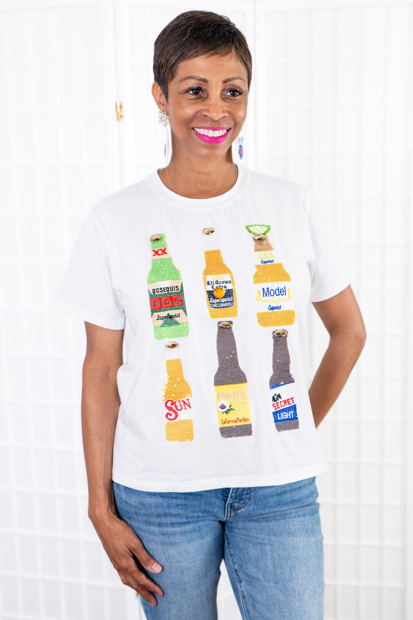 Queen of Sparkles Long Neck Beer Tee-Tops-Queen of Sparkles-L. Mae Boutique & Wild Mabel Clothing