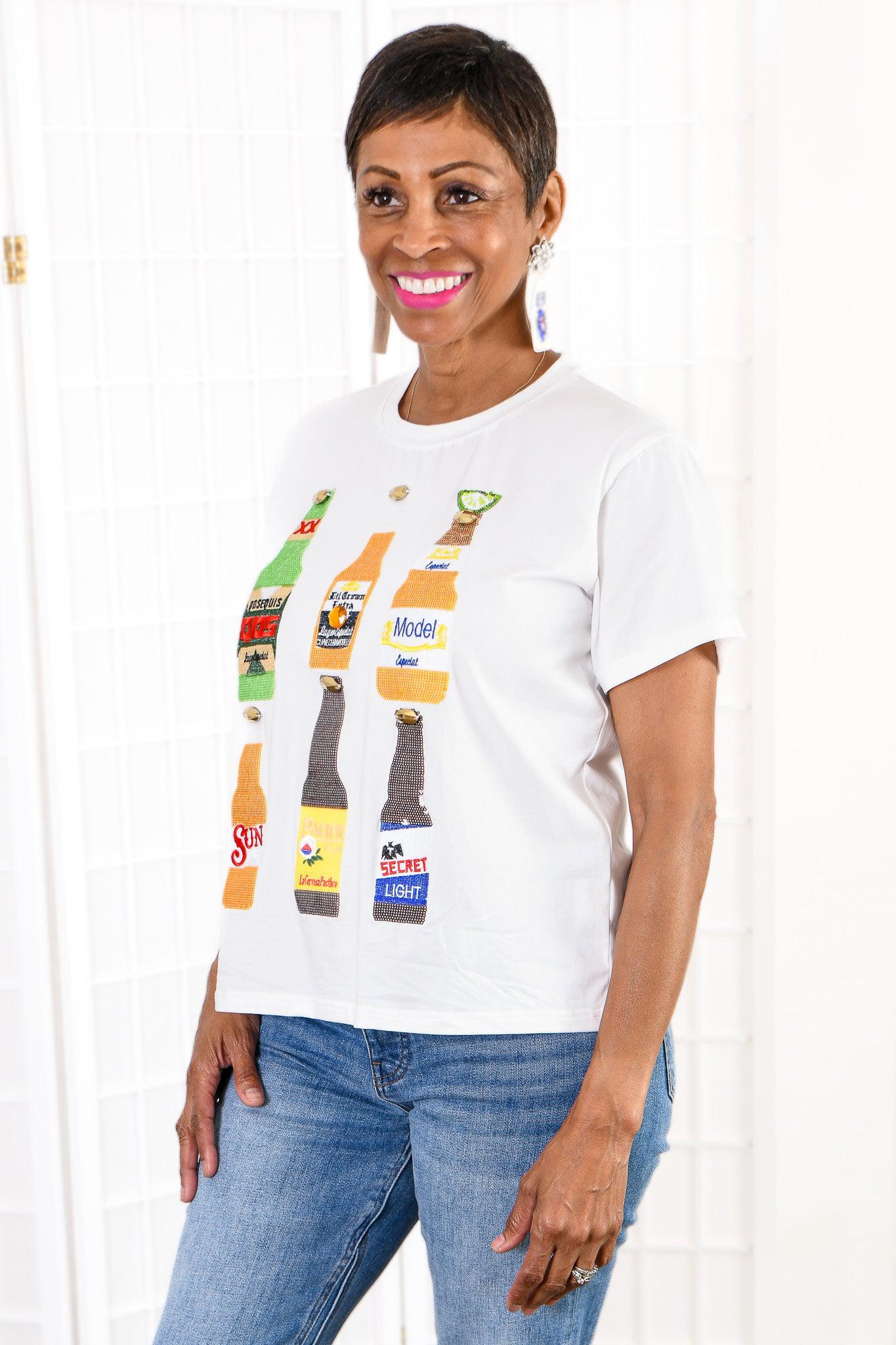 Queen of Sparkles Long Neck Beer Tee-Tops-Queen of Sparkles-L. Mae Boutique &amp; Wild Mabel Clothing