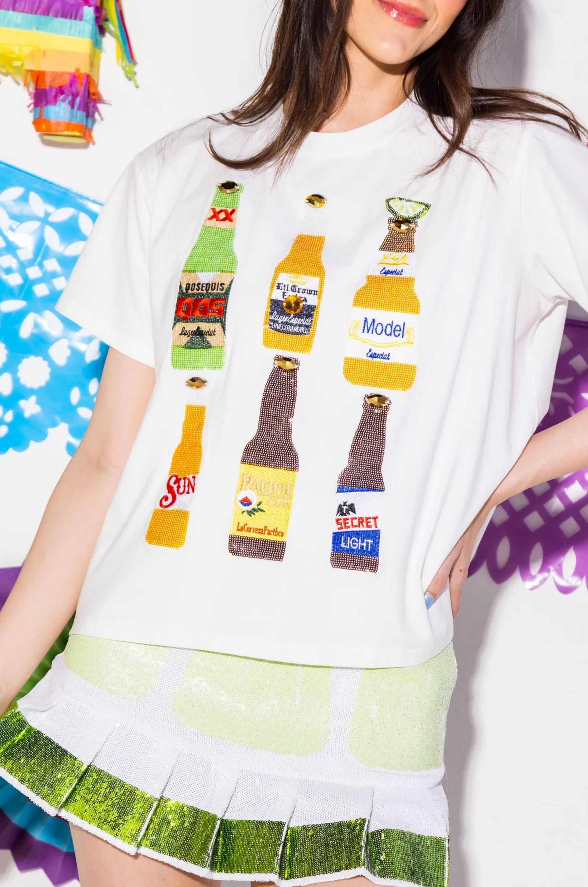 Queen of Sparkles Long Neck Beer Tee-Tops-Queen of Sparkles-L. Mae Boutique & Wild Mabel Clothing