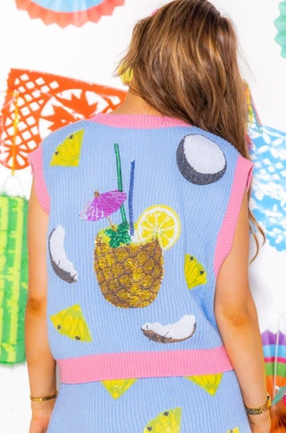 Queen of Sparkles Pina Colada Queen Sweater Vest-Queen of Sparkles-L. Mae Boutique